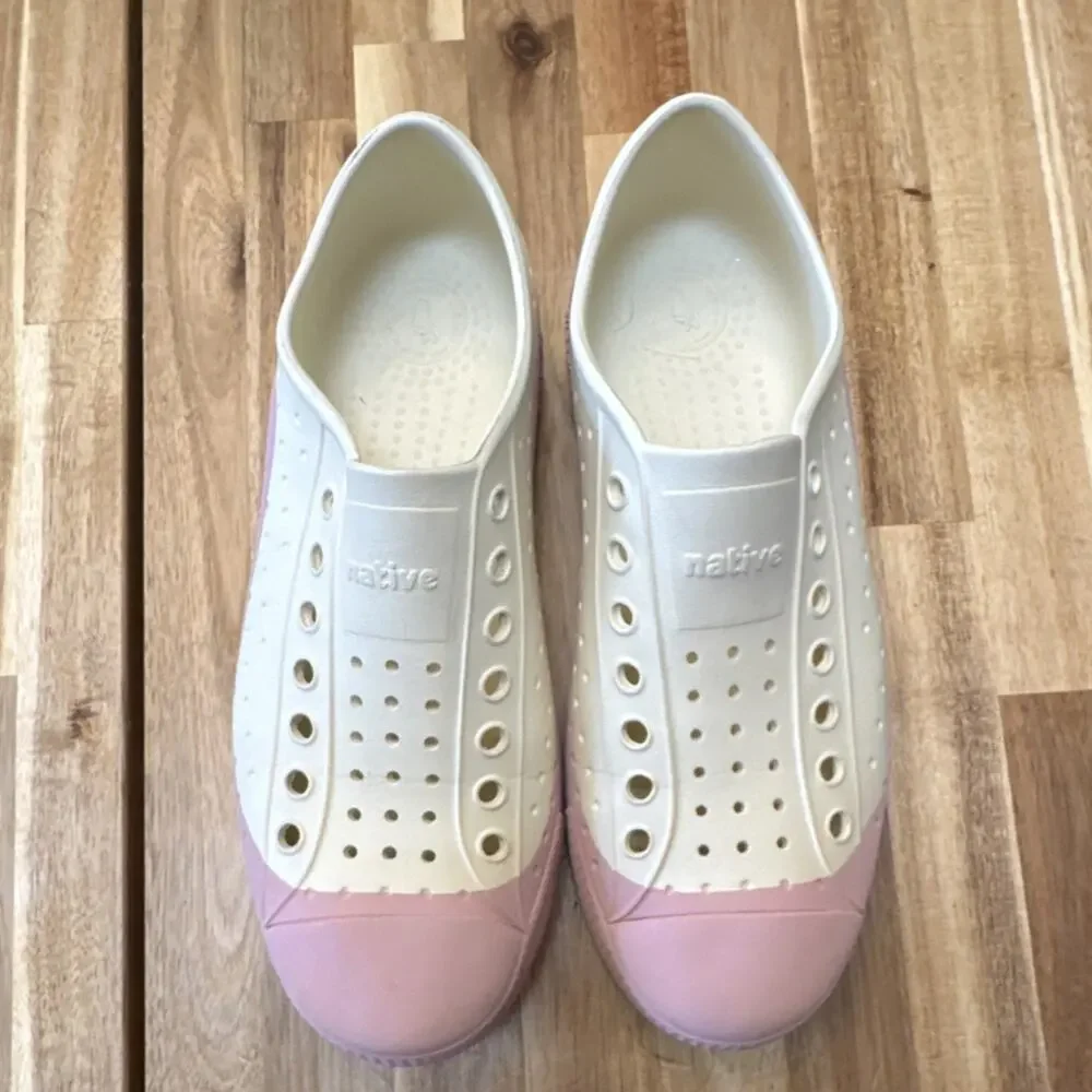 Native Jefferson White Pink‎ Unisex Slip-On Rubber US W 10 M8 Low Top